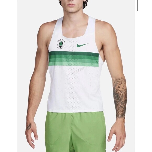 Nike Dri-Fit ADV Oregon Track Club Singlet White Green DR5812-100 Men's XL NEW - Picture 2 of 10